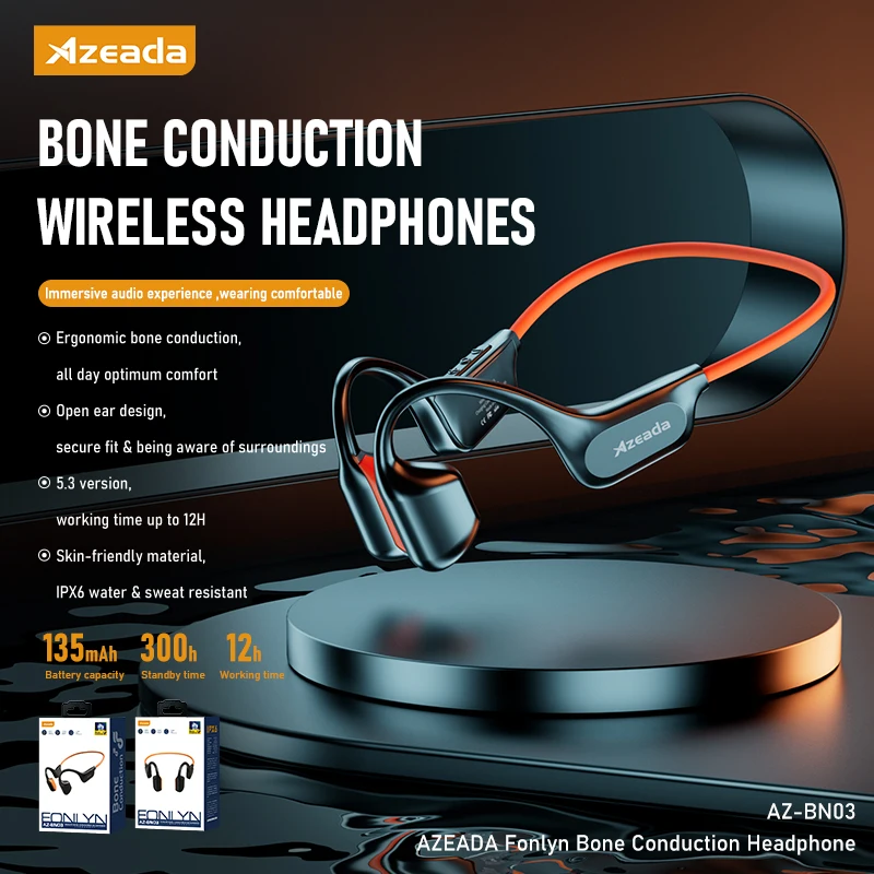 Спортивные наушники Azeada с костной проводимостью, беспроводные Bluetooth-наушники, водонепроницаемые по стандарту IPX6, с открытым дизайном для занятий спортом
Спортивные наушники Azeada с костной проводимостью, беспроводные Bluetooth-наушники, водонепроницаемые по стандарту IPX6, с открытым дизайном для занятий спортом
