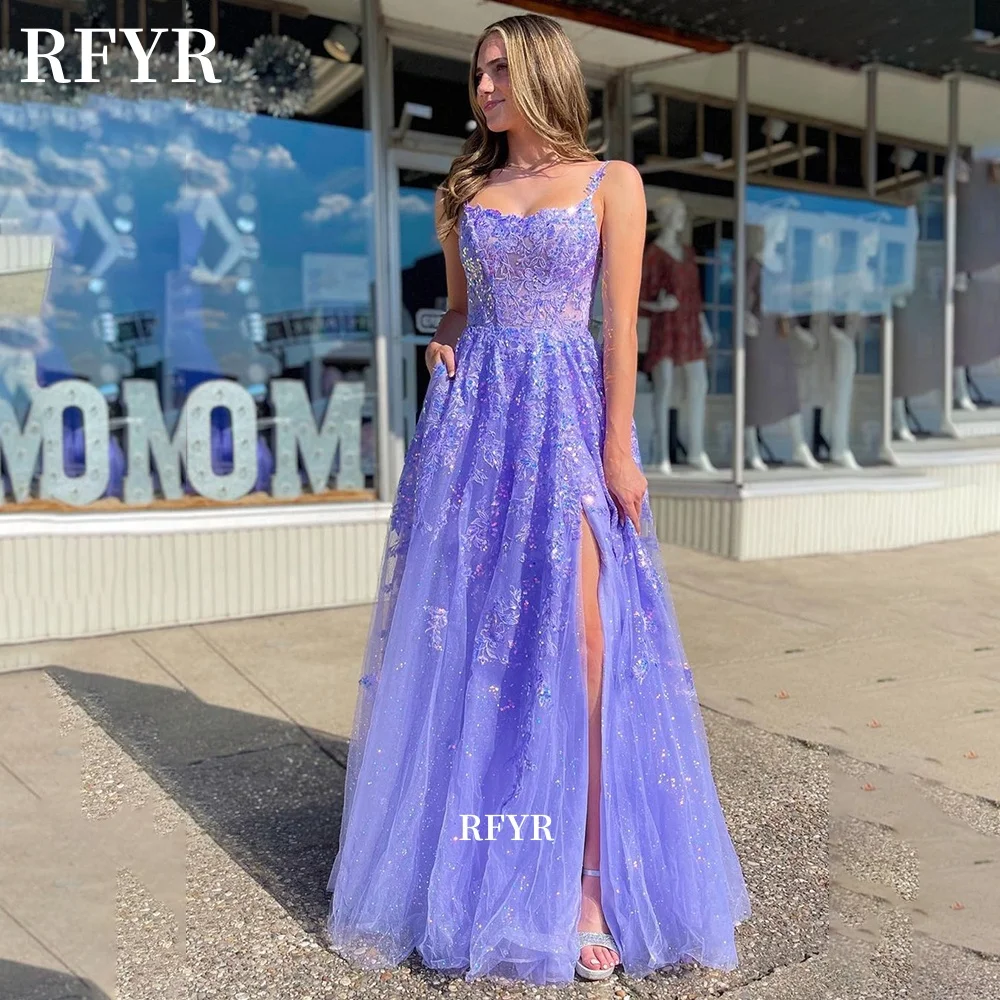 RFYR A Line Evening Dress Glitter Vestidos De Noche Applique Shiny Prom Dress with High Slit Party Dress for Women Customized
RFYR A Line Evening Dress Glitter Vestidos De Noche Applique Shiny Prom Dress with High Slit Party Dress for Women Customized