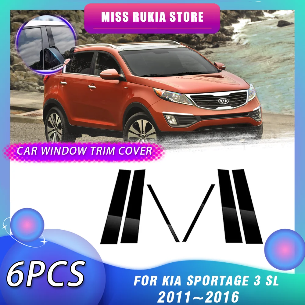 6 шт. накладка на окно автомобиля для Kia Sportage 3 SL 2011 ~ 2016 2012, яркая черная наклейка, молдинг, стойки, дверные наклейки, аксессуары 
6 шт. накладка на окно автомобиля для Kia Sportage 3 SL 2011 ~ 2016 2012, яркая черная наклейка, молдинг, стойки, дверные наклейки, аксессуары