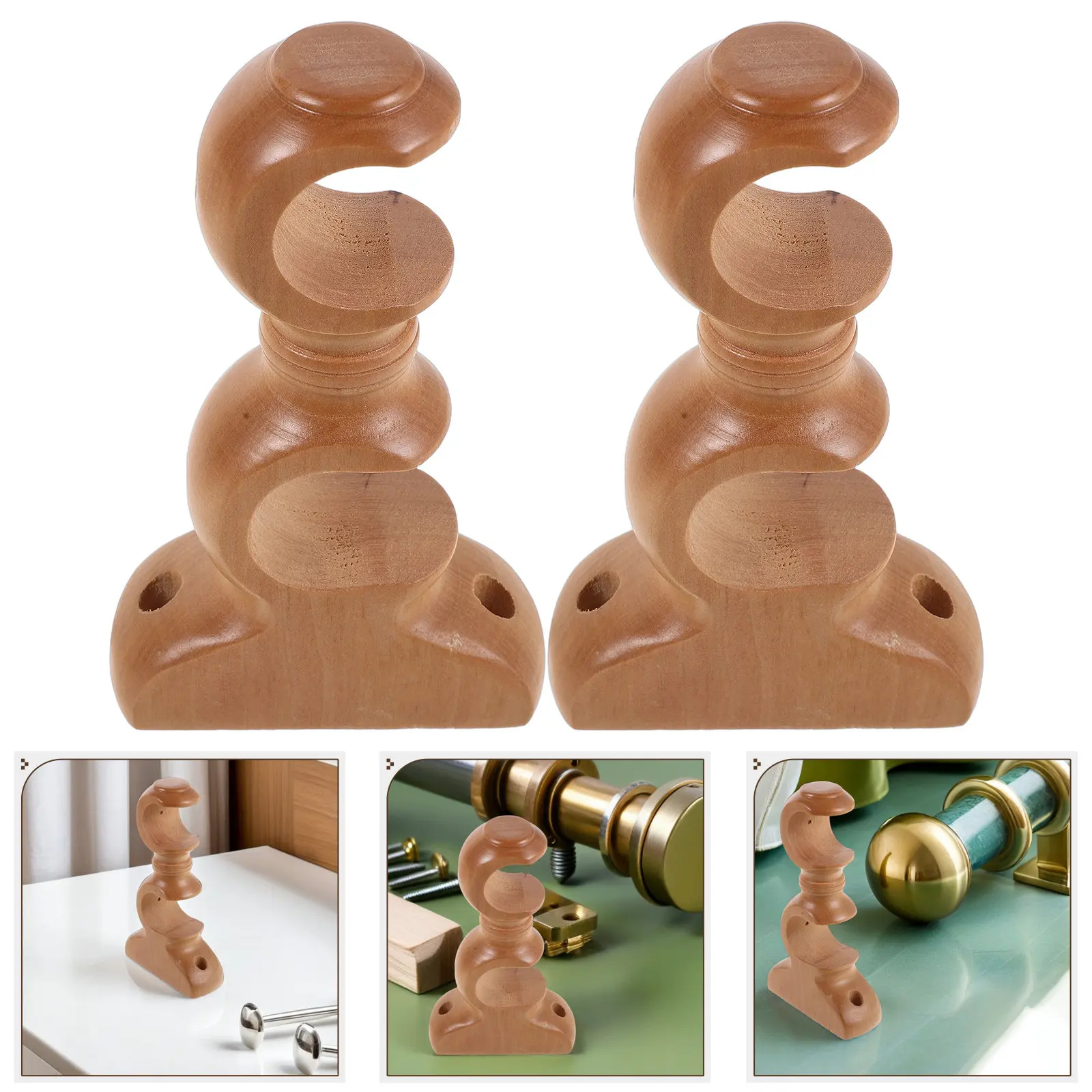2Pcs Decorative Wood Curtain Rod Brackets Double Rod Holders Beige Window Drapery Support Wall Mount Roman Pole Base Heavy Duty
2Pcs Decorative Wood Curtain Rod Brackets Double Rod Holders Beige Window Drapery Support Wall Mount Roman Pole Base Heavy Duty