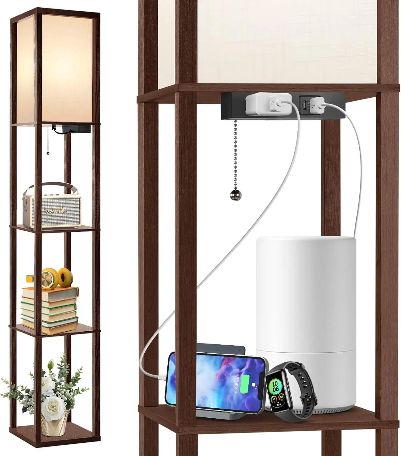 Modern Floor Lamp with Shelves, USB & Type C Ports, AC Outlet, 3 Color Temperatures for Living Room Bedroom Office
Modern Floor Lamp with Shelves, USB & Type C Ports, AC Outlet, 3 Color Temperatures for Living Room Bedroom Office