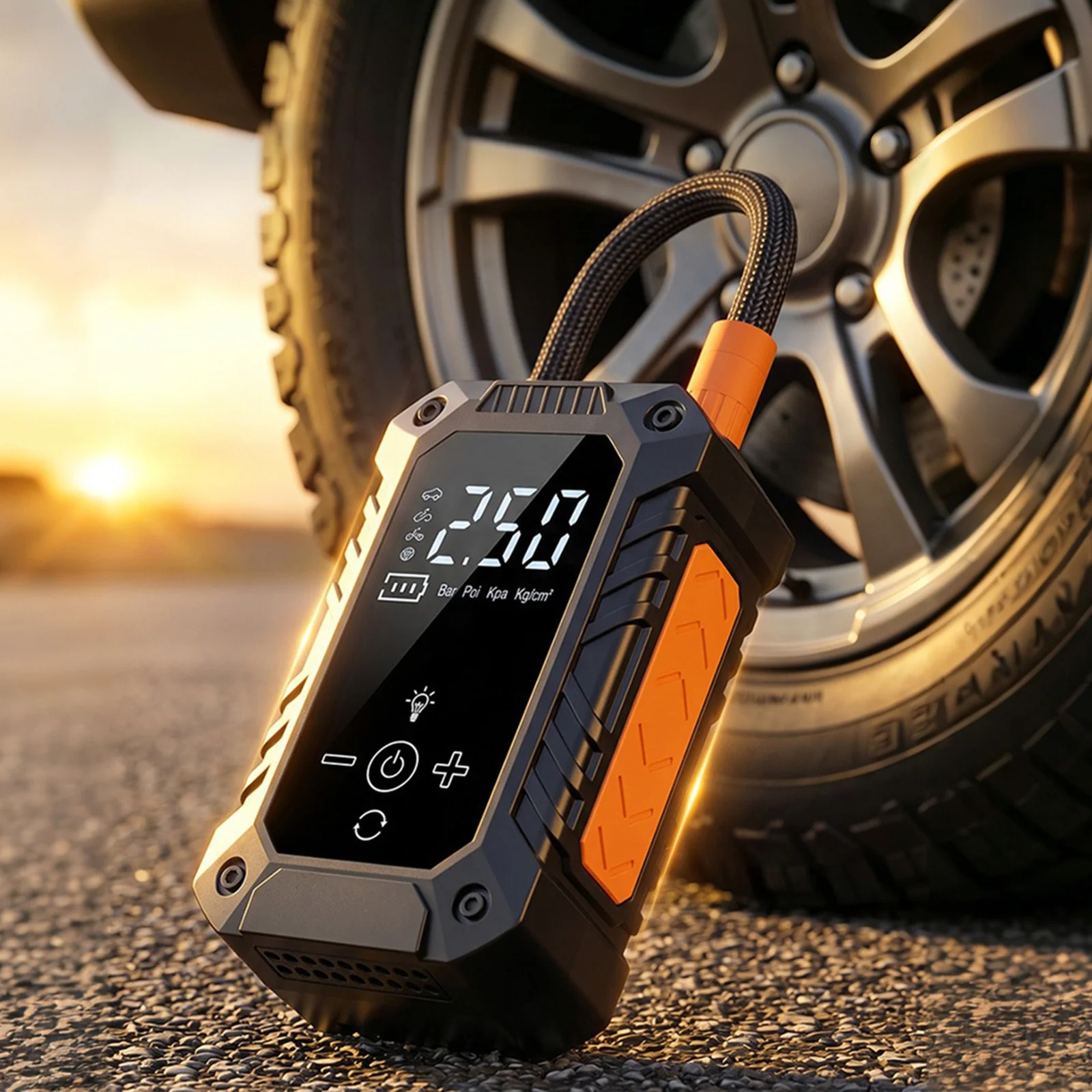 Portable Tire Inflator LCD Digital Display Electric Air Injector with Auto Shut-Off with 4 Nozzles for Car Bike Motorcycle
Portable Tire Inflator LCD Digital Display Electric Air Injector with Auto Shut-Off with 4 Nozzles for Car Bike Motorcycle
