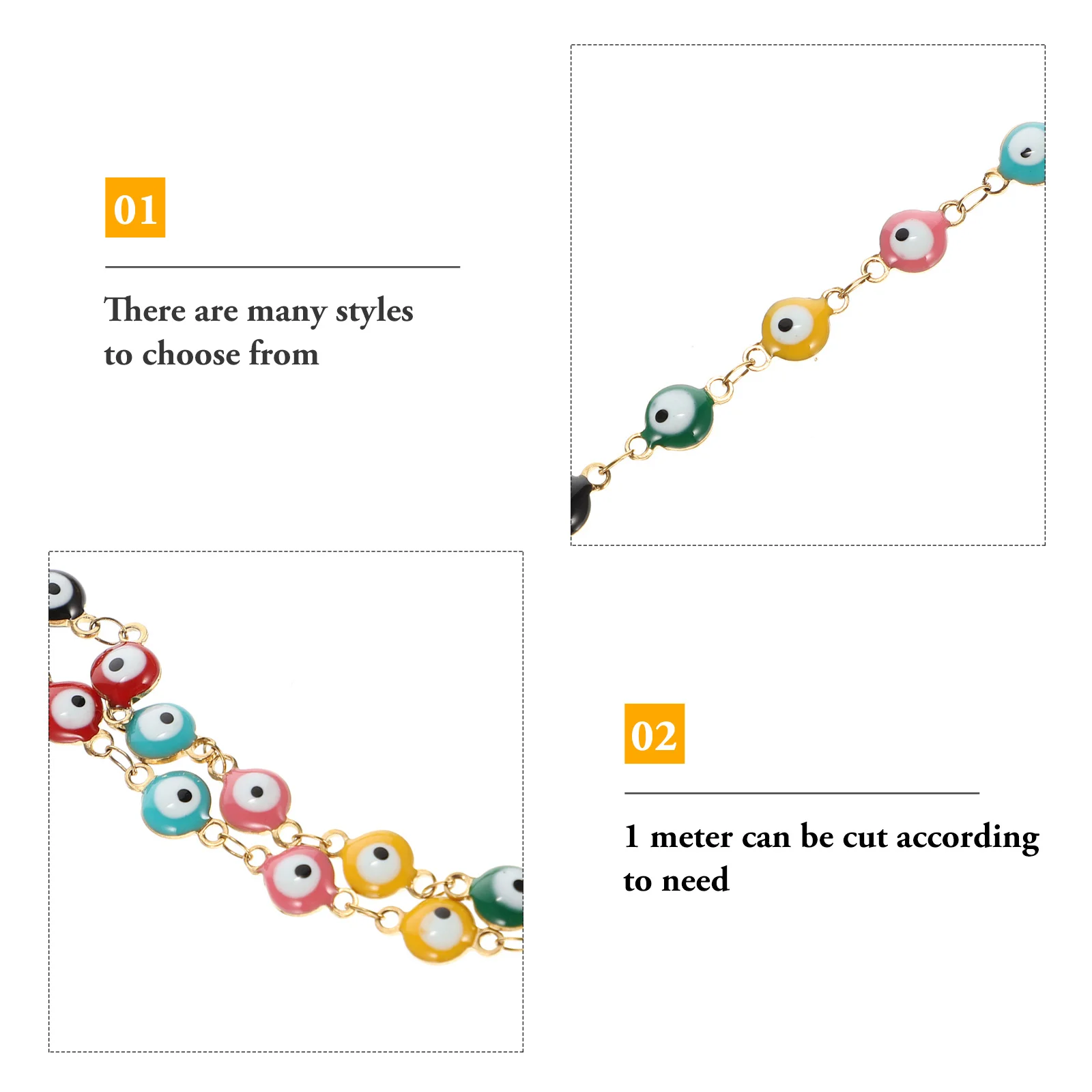 1-метровая цепочка из бисера от сглаза, эмалированная подвеска в виде глаз для изготовления ожерелья своими руками, ювелирные аксессуары, ремесленные бусины, браслеты ручной работы, соединение
1-метровая цепочка из бисера от сглаза, эмалированная подвеска в виде глаз для изготовления ожерелья своими руками, ювелирные аксессуары, ремесленные бусины, браслеты ручной работы, соединение