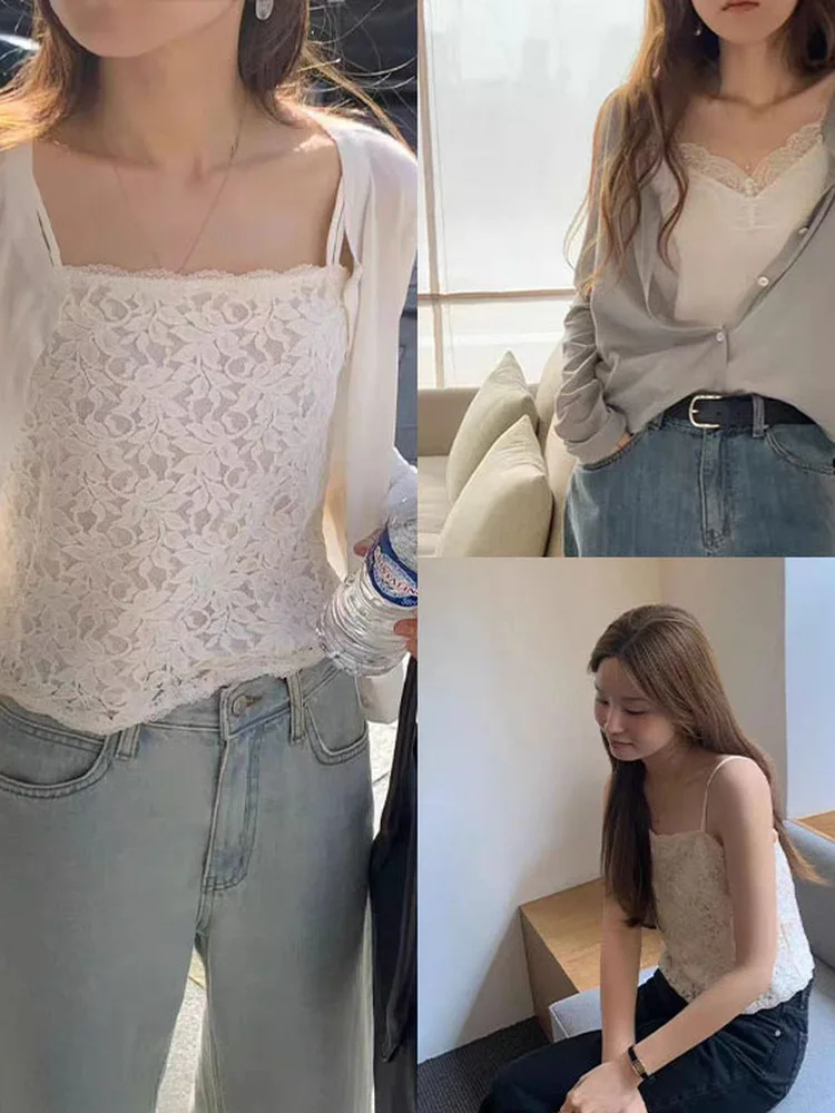 Sweet Lace Knitted Cardigan And Tank Top Two-Piece Set Sun Protection Fashionable Youthful Look Short Sleeve Long Sleeve Options
Sweet Lace Knitted Cardigan And Tank Top Two-Piece Set Sun Protection Fashionable Youthful Look Short Sleeve Long Sleeve Options