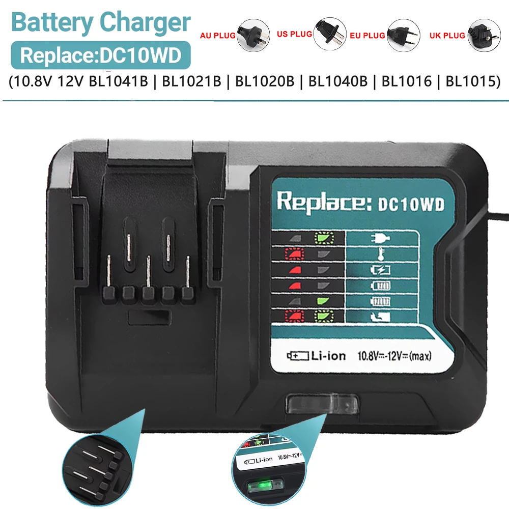 Fast Lithium Battery Charger for Makita 10.8V 12V DC10WD BL1021B BL1041B BL1016 LED Light Charger New
Fast Lithium Battery Charger for Makita 10.8V 12V DC10WD BL1021B BL1041B BL1016 LED Light Charger New