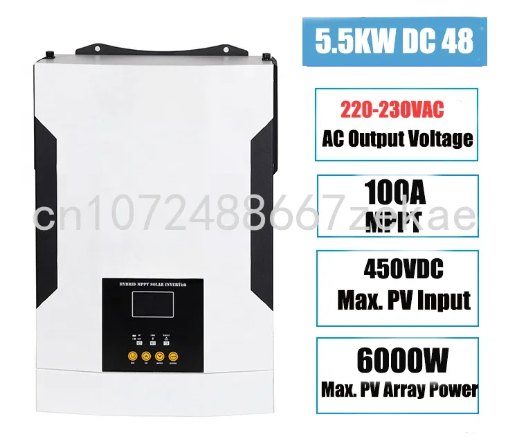 Hybrid 100A Mppt Solar Inverter 5.5KW Single Solar Power DC 48V AC 220V High Frequency Inverter Charger with Lithium Battery
Hybrid 100A Mppt Solar Inverter 5.5KW Single Solar Power DC 48V AC 220V High Frequency Inverter Charger with Lithium Battery