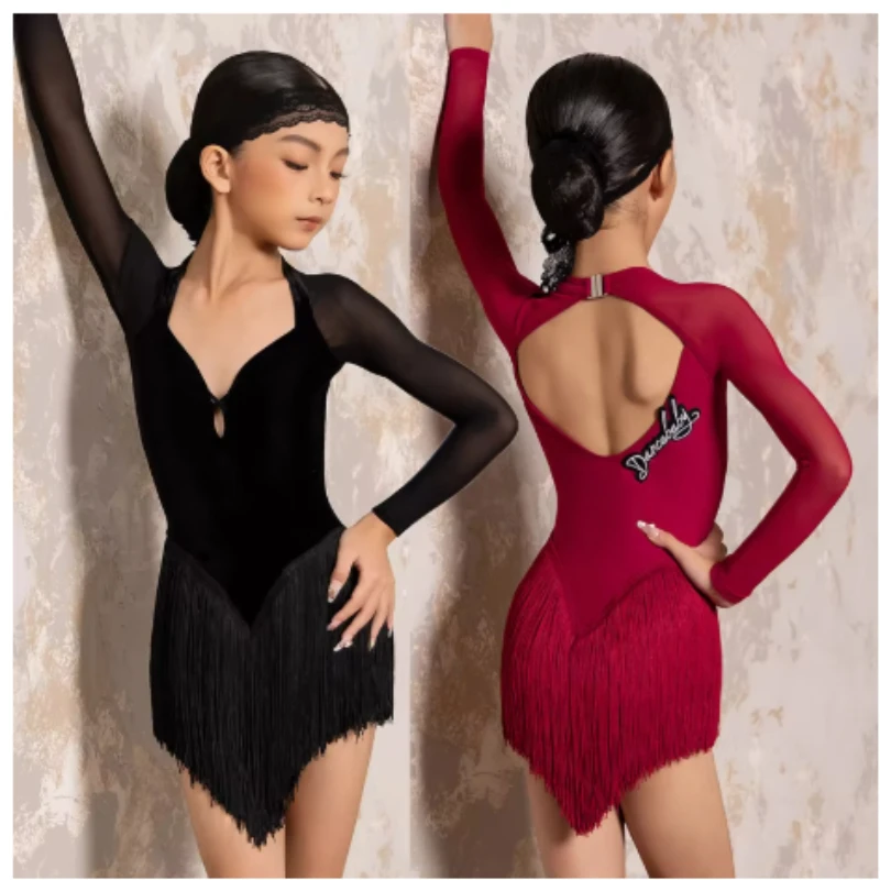 New Girls Latin Dance Dress Long Sleeves Fringe Dance Costume Cha Cha Rumba Samba Dance Competition Dress Practice Dress BL
New Girls Latin Dance Dress Long Sleeves Fringe Dance Costume Cha Cha Rumba Samba Dance Competition Dress Practice Dress BL