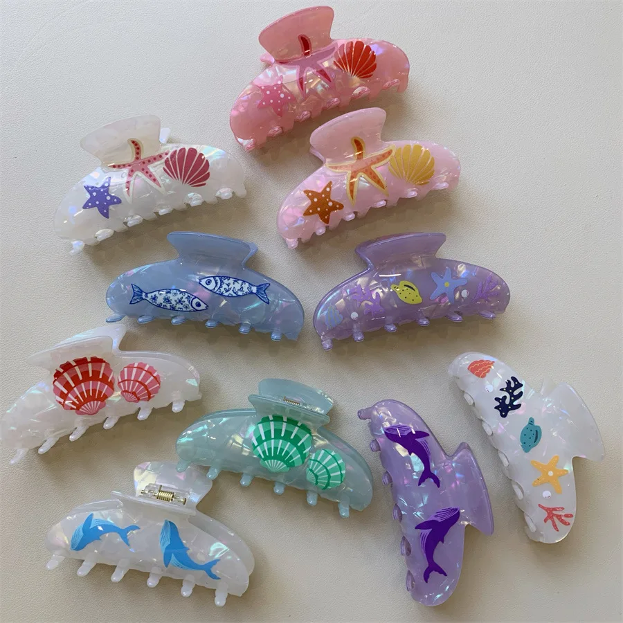 NEW Summer Ocean Series Acrylic Hair Claw Starfish Whale Claw Clips Beach Trendy Hair Clips Hair Accessories for Women Girls
NEW Summer Ocean Series Acrylic Hair Claw Starfish Whale Claw Clips Beach Trendy Hair Clips Hair Accessories for Women Girls