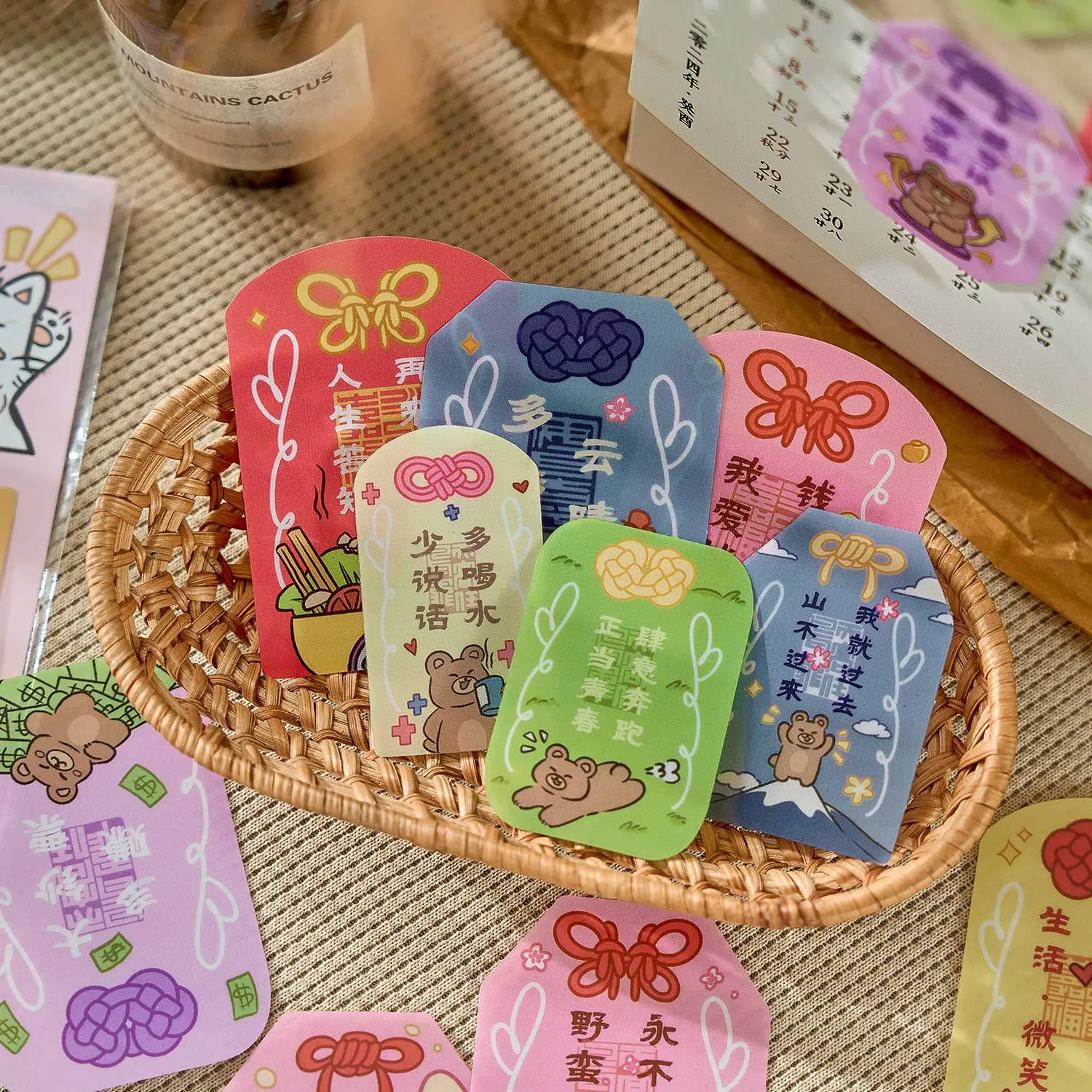 Set of four Chinese-style sticker packs: cartoon text decorative stickers for bullet journals, calendars and phone cases
Set of four Chinese-style sticker packs: cartoon text decorative stickers for bullet journals, calendars and phone cases