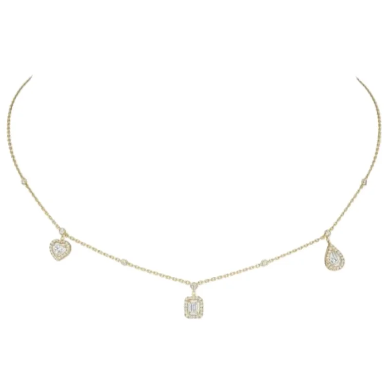 Gold Plated Mixed Shape Charm Necklace, Dainty Station Chain with Heart, Pear & Square Pendants
Gold Plated Mixed Shape Charm Necklace, Dainty Station Chain with Heart, Pear & Square Pendants