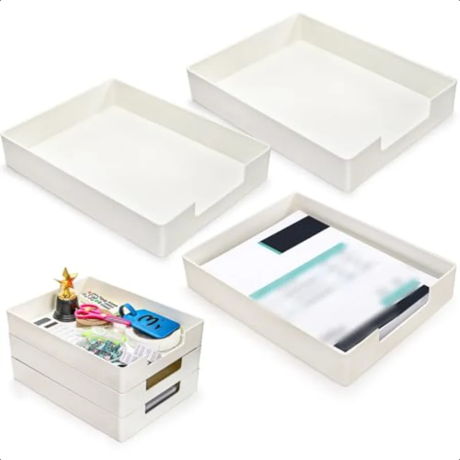 3 Pack Letter Tray Plastic Stackable A4 Paper Trays Rectangular Desk Drawer Organizer File Holder for Desktop Office plies Stor
3 Pack Letter Tray Plastic Stackable A4 Paper Trays Rectangular Desk Drawer Organizer File Holder for Desktop Office plies Stor