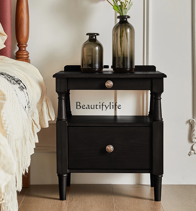 Small French Retro Bedroom and Household Black Ash Solid Wood American Bedside Storage Cabinet
Small French Retro Bedroom and Household Black Ash Solid Wood American Bedside Storage Cabinet