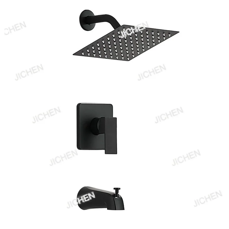 JC Concealed shower set Black wall shower American four-way hidden hot and cold rain shower
JC Concealed shower set Black wall shower American four-way hidden hot and cold rain shower