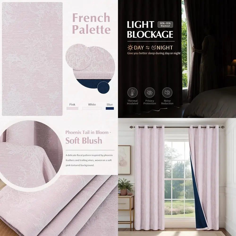 Floral Jacquard Blackout Curtains 96 for Girls' Bedroom, Scroll Flower Chenille Insulated Grommet Panels
Floral Jacquard Blackout Curtains 96 for Girls' Bedroom, Scroll Flower Chenille Insulated Grommet Panels