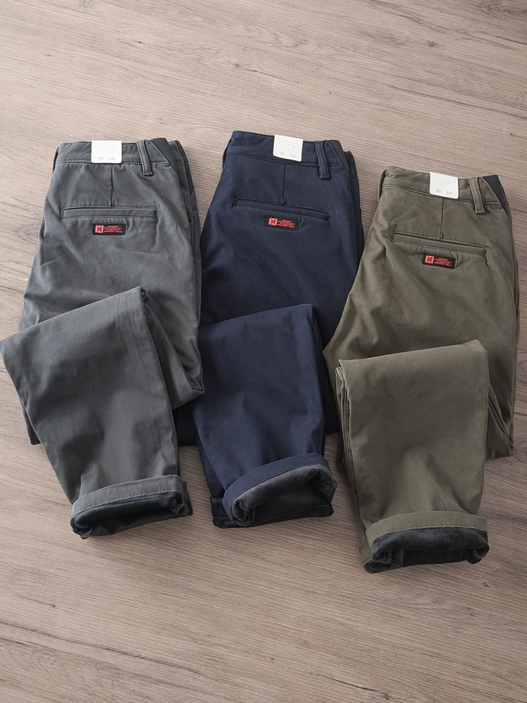Thickened Fleece Winter Workwear Casual Pants Men's Retro Pure Cotton Elastic Waist Straight Leg Long Trousers Warm Cold Proof
Thickened Fleece Winter Workwear Casual Pants Men's Retro Pure Cotton Elastic Waist Straight Leg Long Trousers Warm Cold Proof