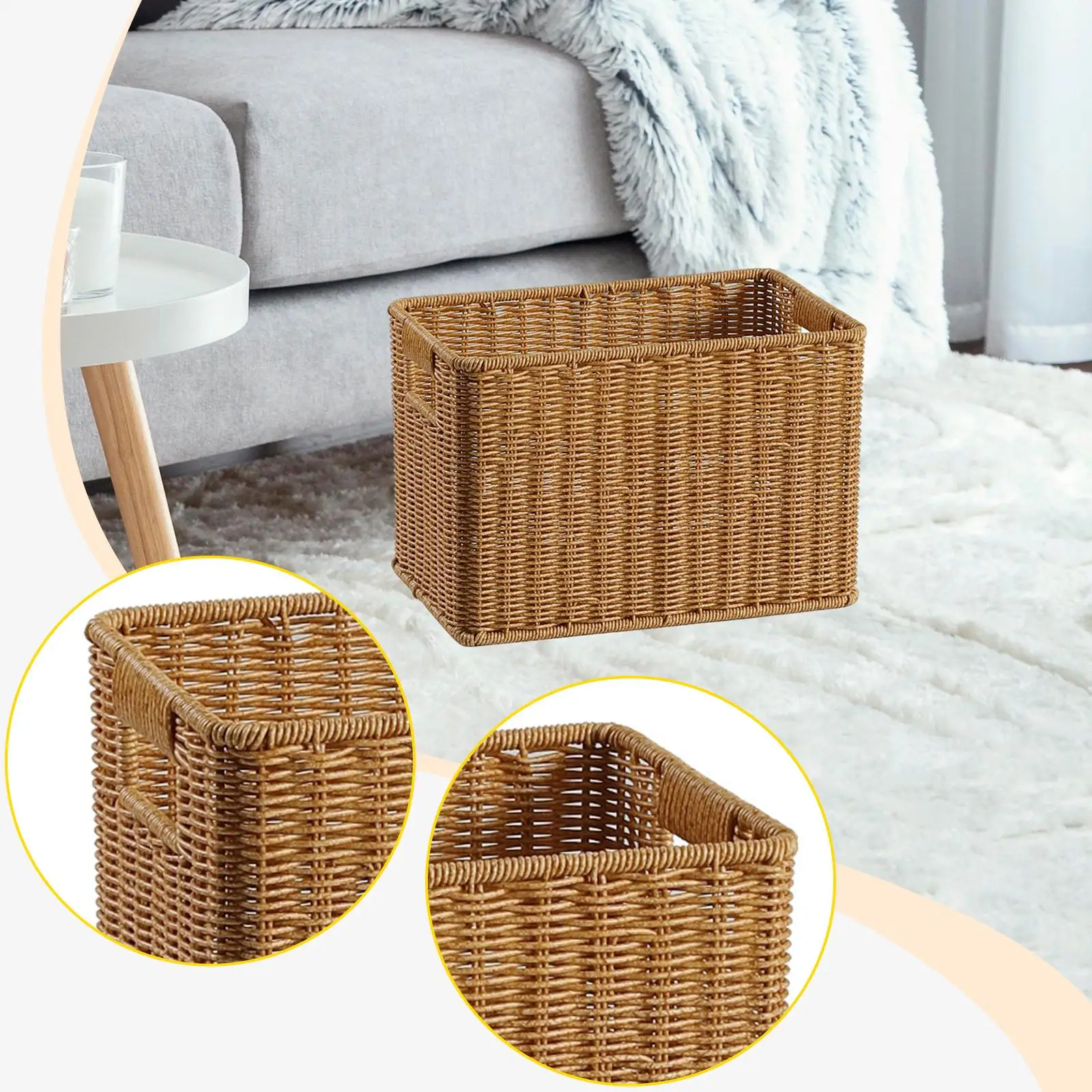 Multifunctional Woven Storage Basket Sturdy Plastic Storage Box Portable Lightweight Basket with Handles for Bathroom Cabinets
Multifunctional Woven Storage Basket Sturdy Plastic Storage Box Portable Lightweight Basket with Handles for Bathroom Cabinets