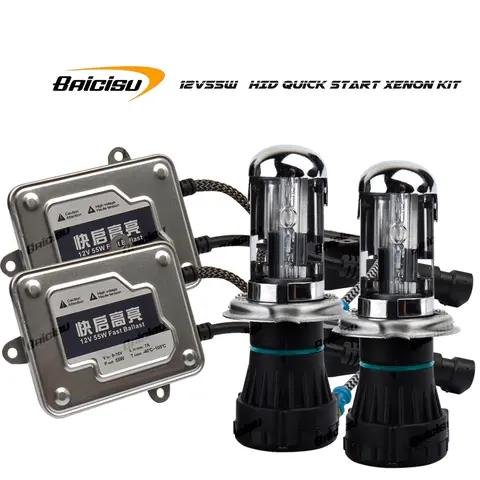 BAICISU 55W 12V H4 Bi Xenon Light Bulb Car Headlight H1 H7 H11 9005 9006 4300k 6000k 8000k HID Slim Ballast Xenon Headlamp Kit