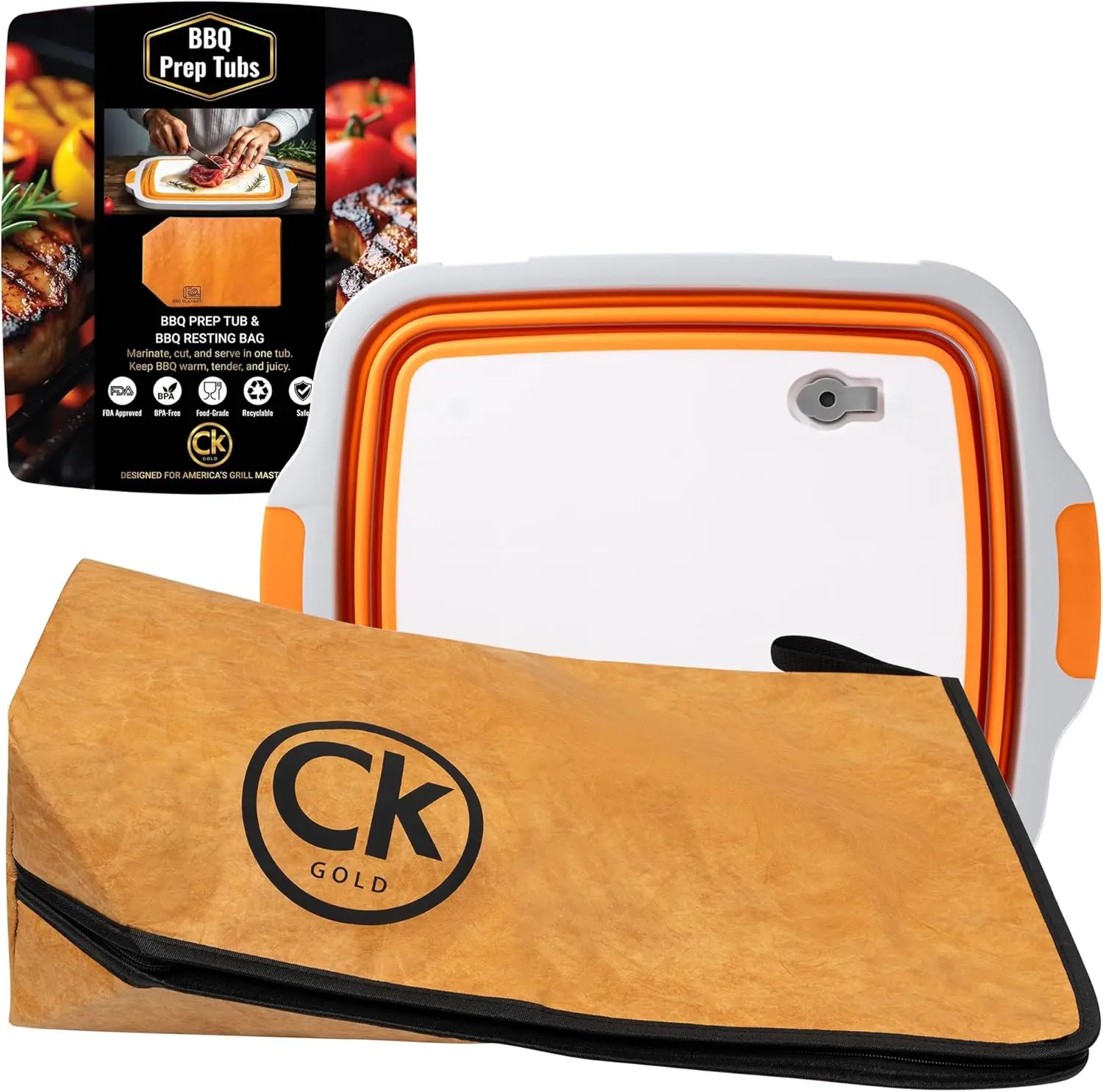 Extra Large Collapsible BBQ Prep Tub with Locking Lid & Meat Resting Bag - BPA Free, Leak Free, Strong Drain Hole for Grilling & Food Storage (Orange)
Extra Large Collapsible BBQ Prep Tub with Locking Lid & Meat Resting Bag - BPA Free, Leak Free, Strong Drain Hole for Grilling & Food Storage (Orange)