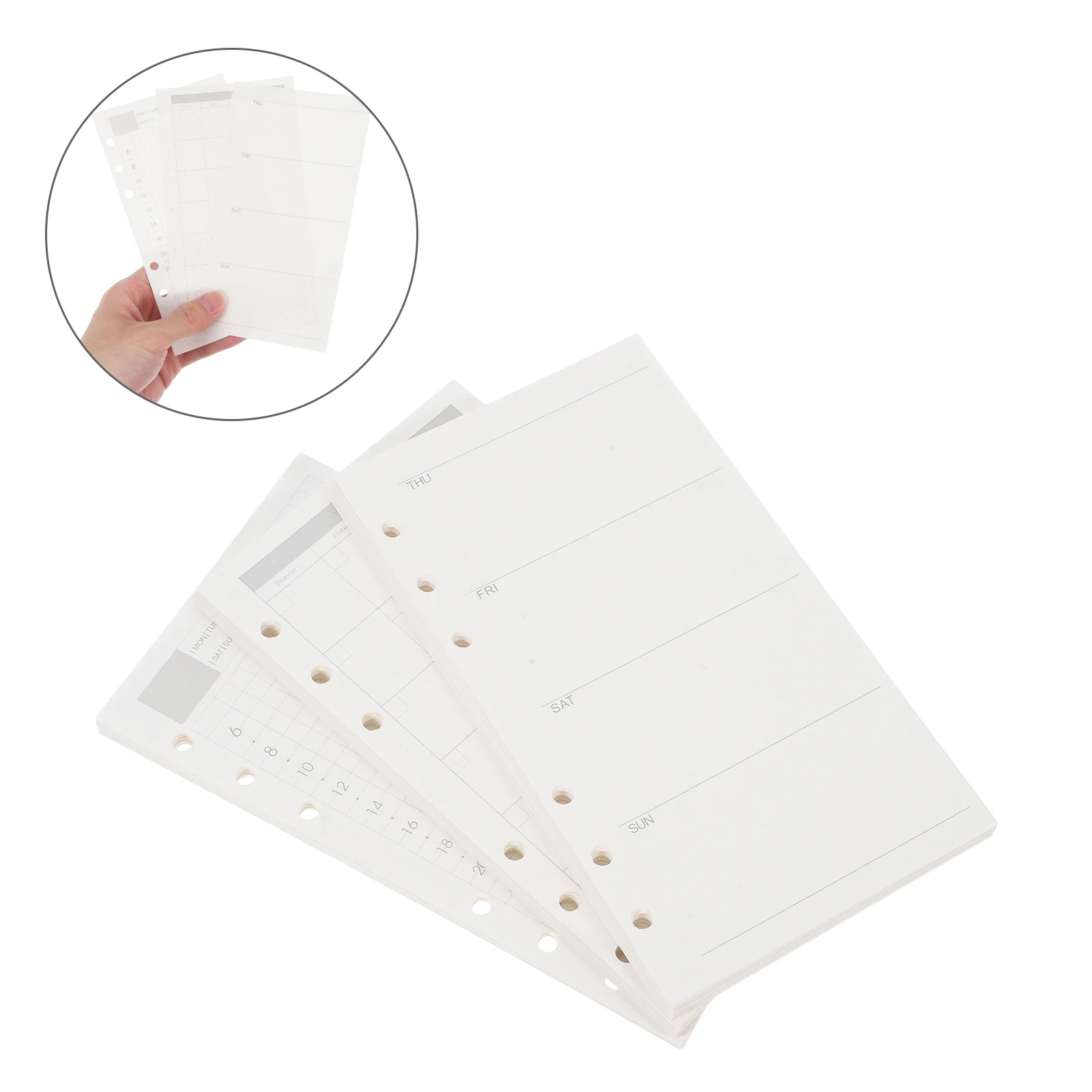 3pcs A6 Refillable 6-Hole Loose Leaf Undated Planner Paper Daily Weekly Monthly Scheduling Pages Binder Filler Sheets For Task
3pcs A6 Refillable 6-Hole Loose Leaf Undated Planner Paper Daily Weekly Monthly Scheduling Pages Binder Filler Sheets For Task