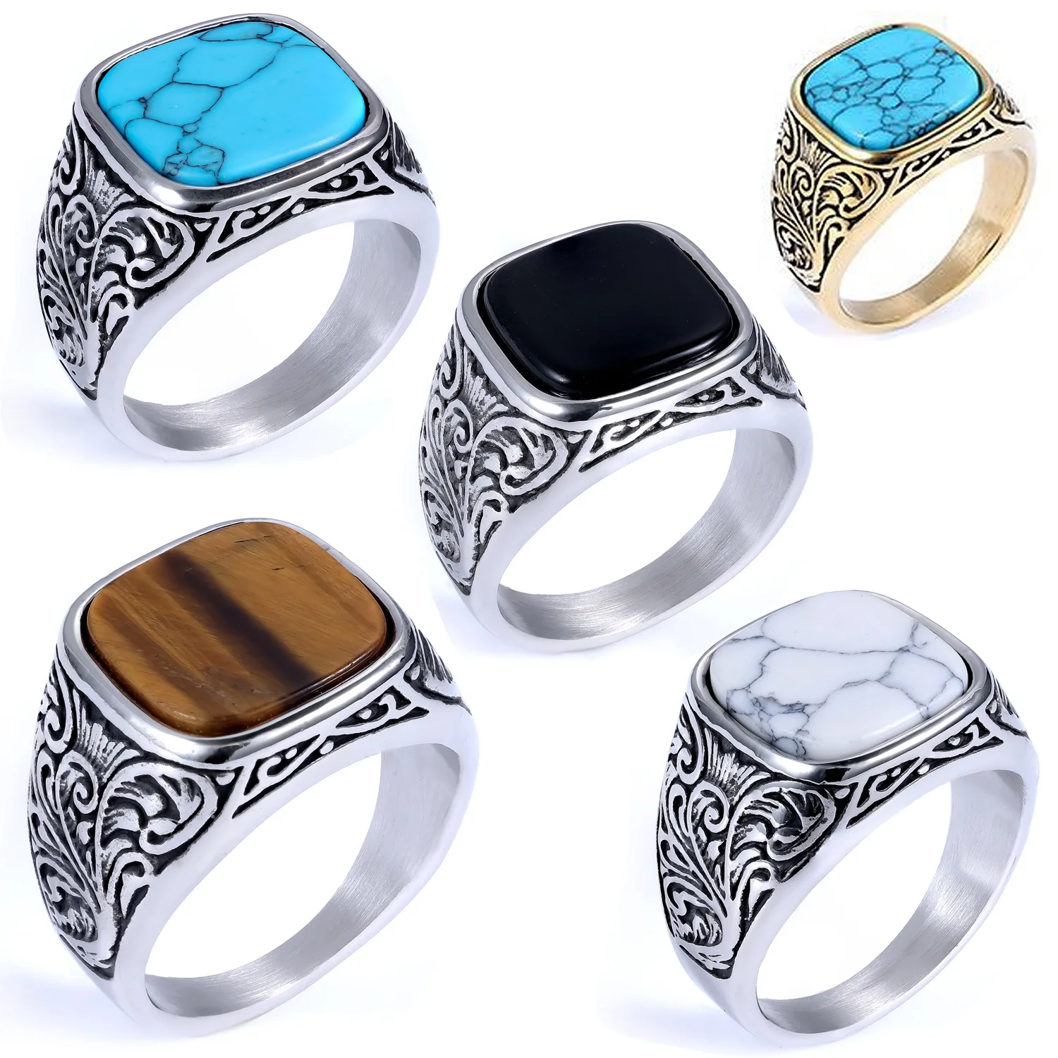 5 pcs Vintage Classic Türkiye Gem Tiger Eye Turquoise Ring Stainless Steel Engagement Wedding Ring
5 pcs Vintage Classic Türkiye Gem Tiger Eye Turquoise Ring Stainless Steel Engagement Wedding Ring