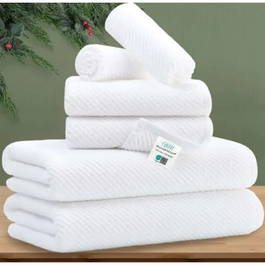 Bathroom towel set for hotel and home use: 100 cotton, white, quick-dry and lightweight with thick texture includes 2 bath 30x5
Bathroom towel set for hotel and home use: 100 cotton, white, quick-dry and lightweight with thick texture includes 2 bath 30x5