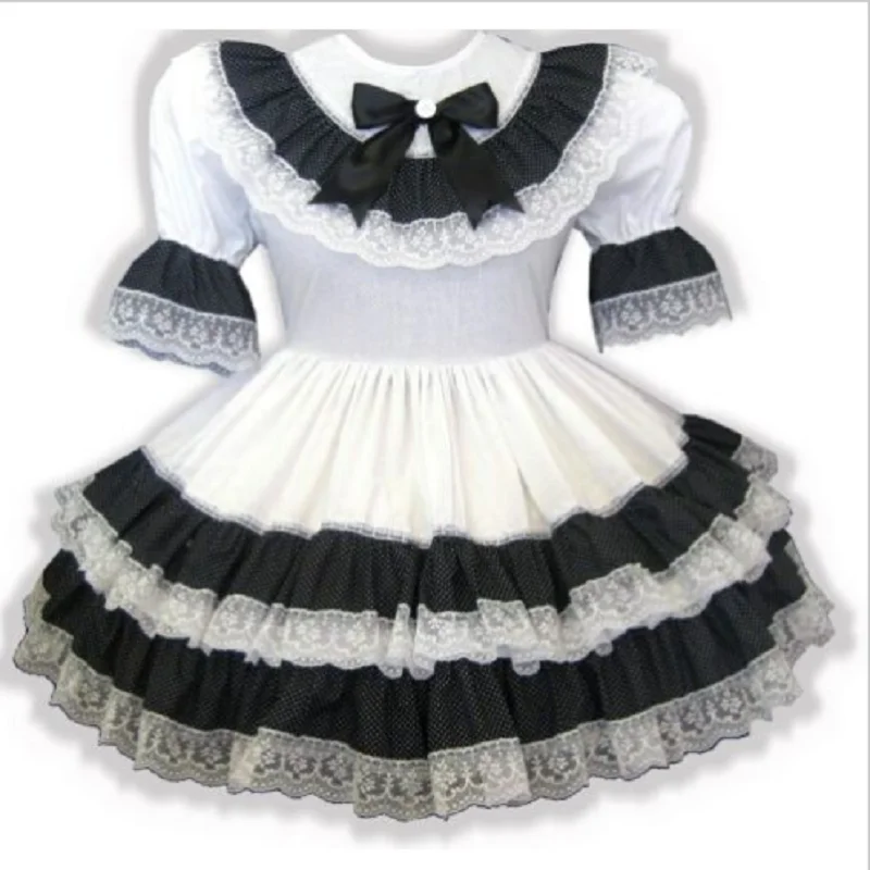 Hot Selling Slim Black and White Lace Ruffle Adult Doll Little Girl Sissy Dress Clothing Customization
Hot Selling Slim Black and White Lace Ruffle Adult Doll Little Girl Sissy Dress Clothing Customization