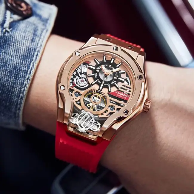 HANBORO Men Automatic Watch 42mm Mechanical Wristwatch Waterproof Luminous Skeleton Dial Rubber Strap
HANBORO Men Automatic Watch 42mm Mechanical Wristwatch Waterproof Luminous Skeleton Dial Rubber Strap