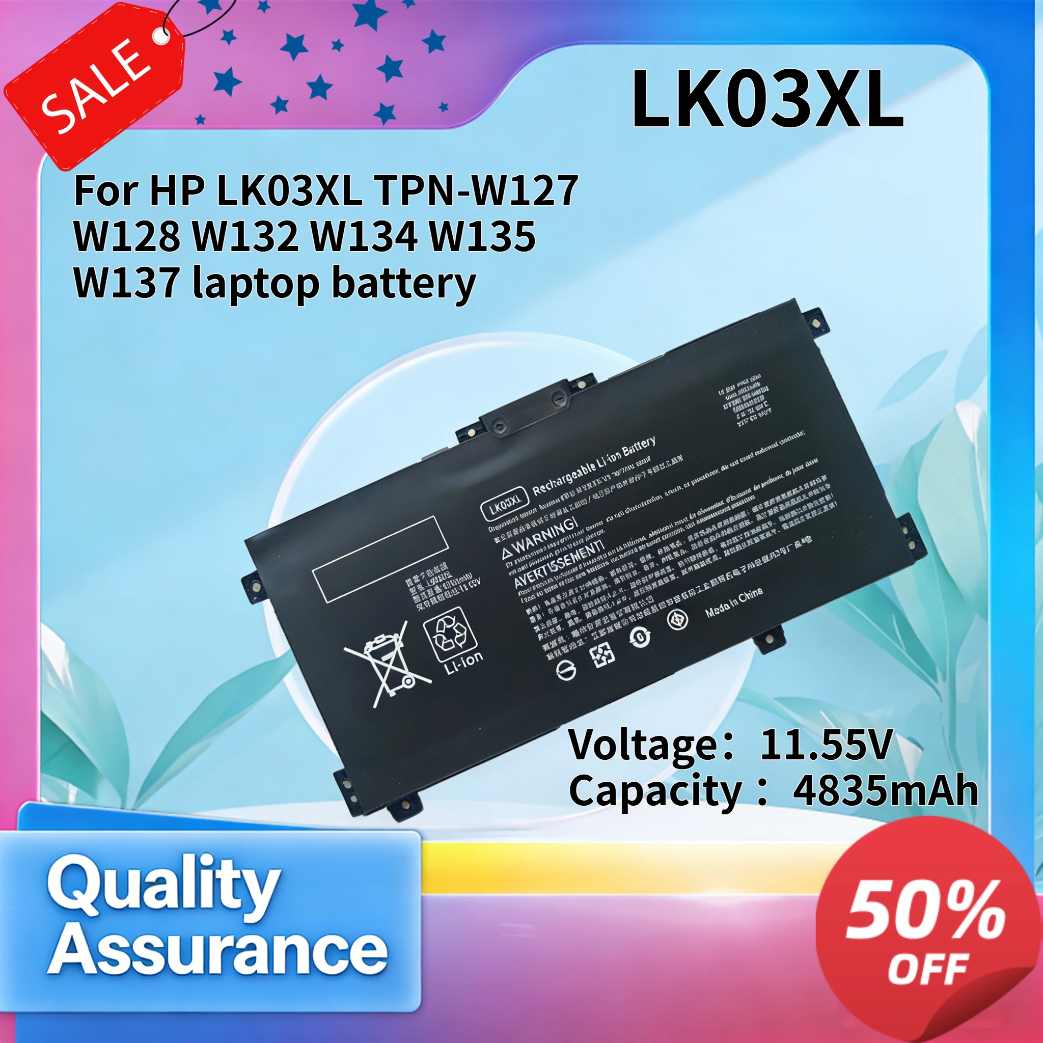 High quality 4835mAh 11.55V For HP LK03XL TPN-W127 W128 W132 W134 W135 W137 laptop battery
High quality 4835mAh 11.55V For HP LK03XL TPN-W127 W128 W132 W134 W135 W137 laptop battery