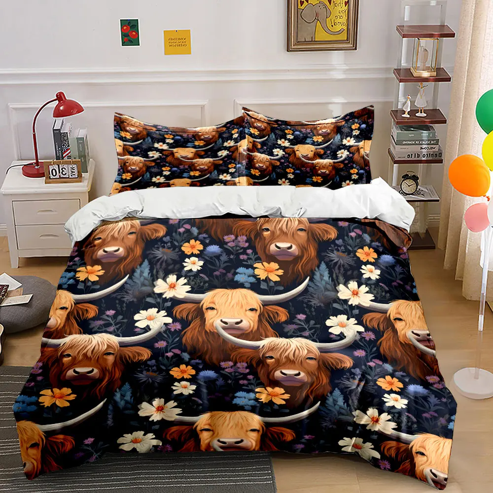 Vibrant Wildflowers and Highland Cows Printed Duvet Cover Set 1 Duvet Cover+2 Pillowcase Multi Size Bedroom Bedding Decor
Vibrant Wildflowers and Highland Cows Printed Duvet Cover Set 1 Duvet Cover+2 Pillowcase Multi Size Bedroom Bedding Decor