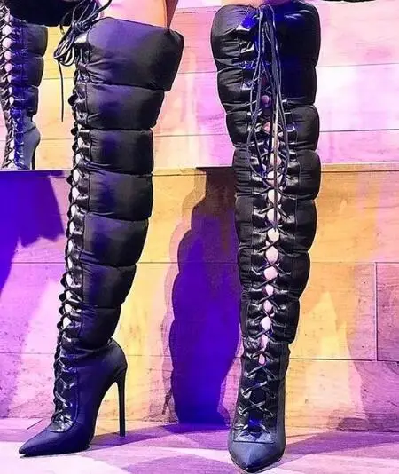 Женские ботфорты с перекрестной шнуровкой, заостренным носком, на высоком каблуке-шпильке, с вырезами, на шнуровке, большие размеры, для модных показов
Женские ботфорты с перекрестной шнуровкой, заостренным носком, на высоком каблуке-шпильке, с вырезами, на шнуровке, большие размеры, для модных показов