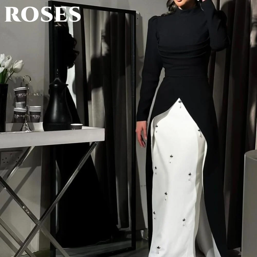 ROSES Black Stain Formal Evening Party Dress Full Sleeve High Collar Special Occasion Dress for Women Saudi Arabia Customized
ROSES Black Stain Formal Evening Party Dress Full Sleeve High Collar Special Occasion Dress for Women Saudi Arabia Customized
