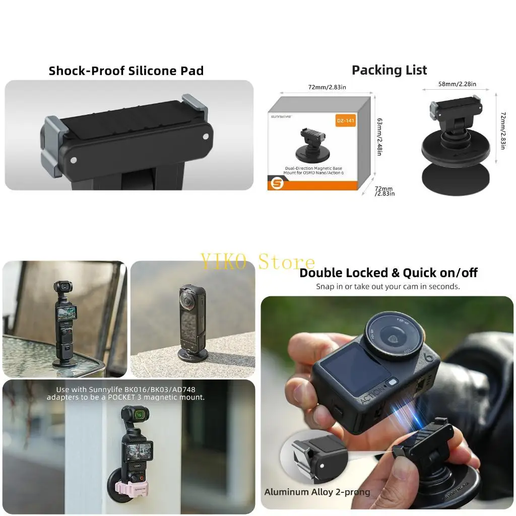 K32C Quick Detach Camera Base for Action 6 Sports Cameras Mount 1/4Inch Hole
K32C Quick Detach Camera Base for Action 6 Sports Cameras Mount 1/4Inch Hole