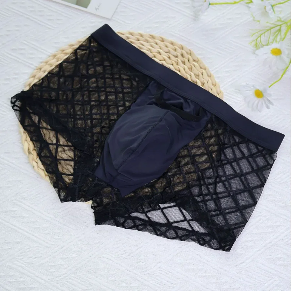 1pc Men Plaid Hollow Mesh Boxer Shorts Fishnet Transparent Open Hole Underwear Trunk Male Sexy Mesh Sheer Underpants
1pc Men Plaid Hollow Mesh Boxer Shorts Fishnet Transparent Open Hole Underwear Trunk Male Sexy Mesh Sheer Underpants