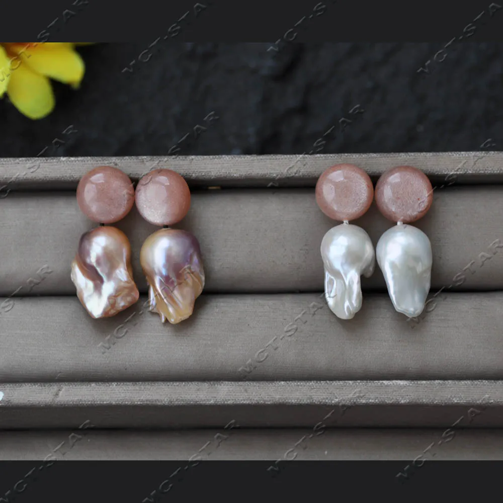Z14631 22mm White Lavender Baroque Reborn Keshi Pearl Natural Orange Moonstone Dangle Earring
Z14631 22mm White Lavender Baroque Reborn Keshi Pearl Natural Orange Moonstone Dangle Earring
