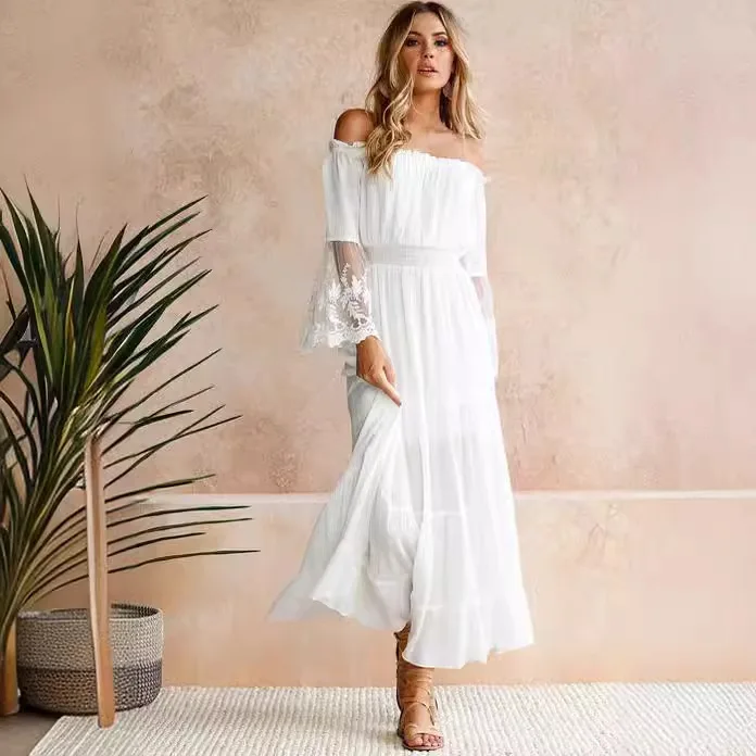 Women's Clothing Women's Dress with A Straight Line Collar and Lace Patchwork Formal Dress
Women's Clothing Women's Dress with A Straight Line Collar and Lace Patchwork Formal Dress