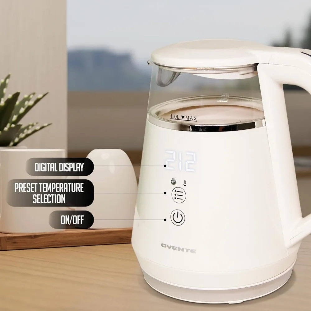 Electric Kettle with 5 Temperature Control Presets, LED Digital Display, Auto Shut-Off and Boil Dry Protection, BPA Free
Electric Kettle with 5 Temperature Control Presets, LED Digital Display, Auto Shut-Off and Boil Dry Protection, BPA Free
