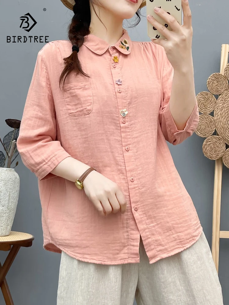 New 2025 Summer Cotton Yarn Half Sleeve Shirt, Women Turn-down Collar Embroidery, Mori Girl Soft Casual Loose Blouse T55324CC
New 2025 Summer Cotton Yarn Half Sleeve Shirt, Women Turn-down Collar Embroidery, Mori Girl Soft Casual Loose Blouse T55324CC