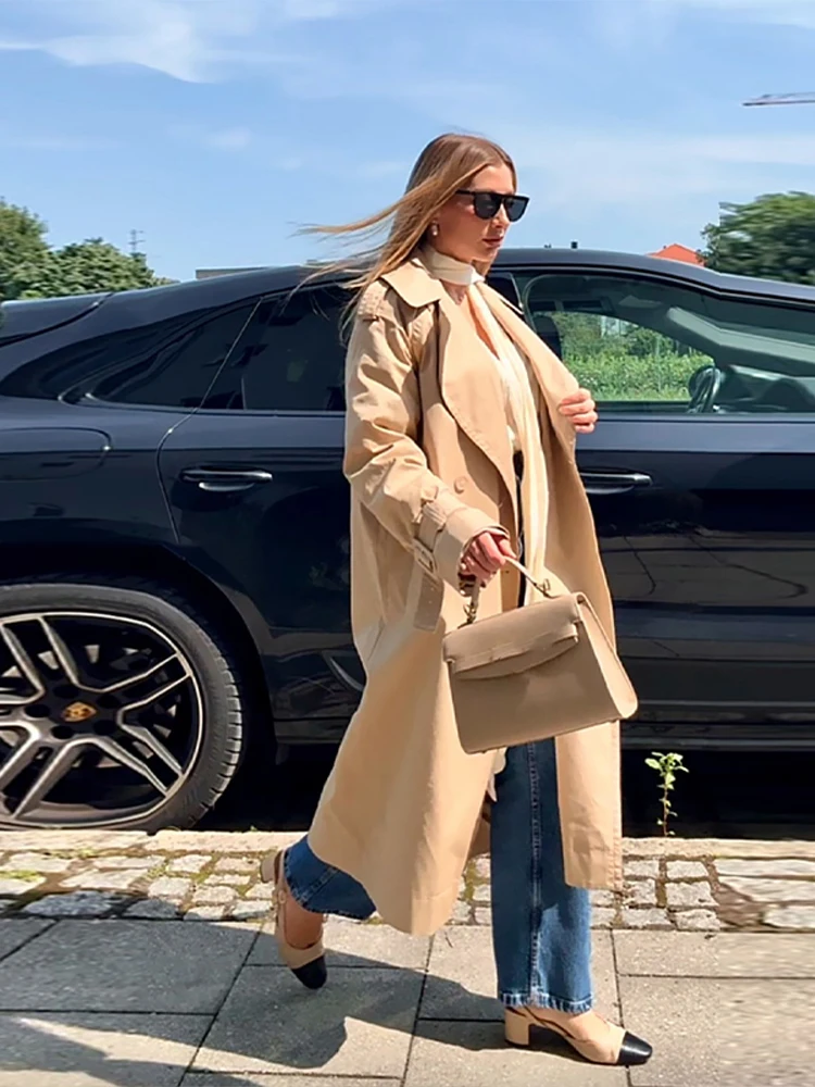 Корейские модные плащи для женщин, однобортный пояс с лацканами и длинными рукавами, длинное пальто, женская одежда, новинка 2023 года
Корейские модные плащи для женщин, однобортный пояс с лацканами и длинными рукавами, длинное пальто, женская одежда, новинка 2023 года