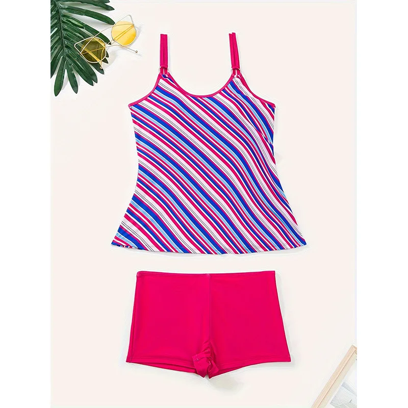 2025 Colorful Striped Two-Piece Swimsuit for Women, European and American Tankini, New Hot-Selling Sexy Conservative Strap Flat-
2025 Colorful Striped Two-Piece Swimsuit for Women, European and American Tankini, New Hot-Selling Sexy Conservative Strap Flat-