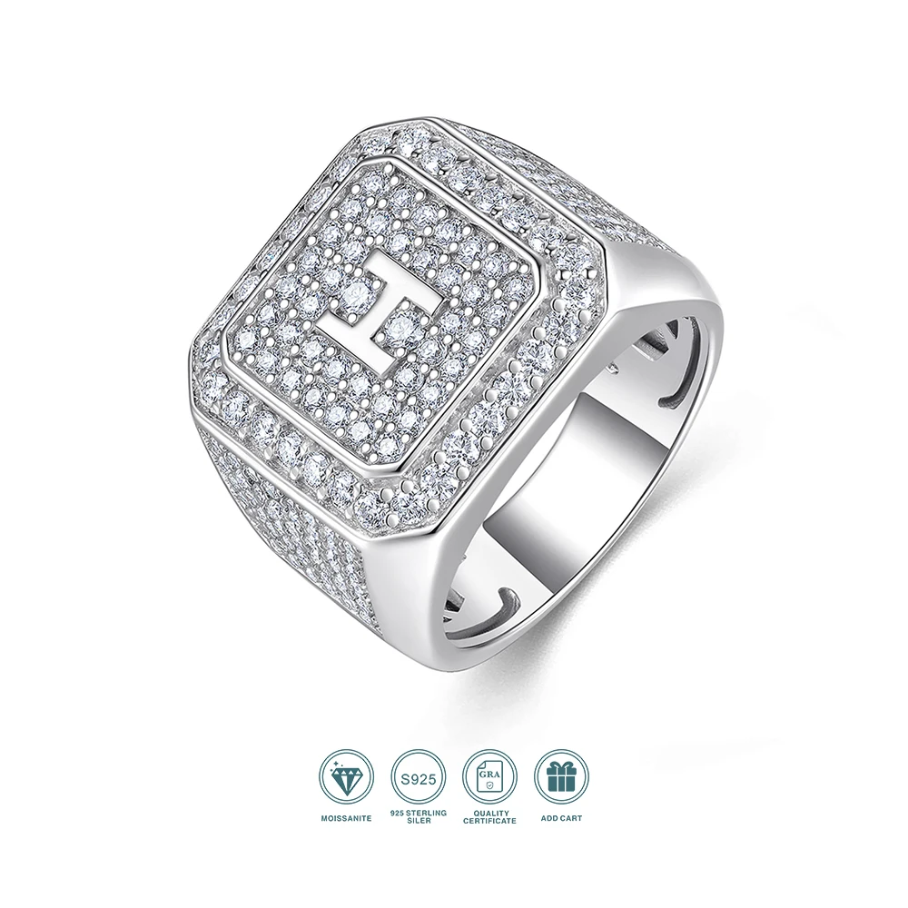 JIUZUAN Men's Moissanite Ring925 Silver 18K Gold Plated, Luxury Wedding/Gift w/ GRA Cert.
JIUZUAN Men's Moissanite Ring925 Silver 18K Gold Plated, Luxury Wedding/Gift w/ GRA Cert.
