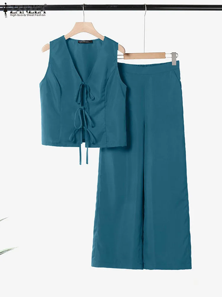 ZANZEA Women Suits Sets Casual Solid Outfits V Neck Lace-up Tops Loose Elastic Waist Pants 2025 Elegant OL Work Matching Sets
ZANZEA Women Suits Sets Casual Solid Outfits V Neck Lace-up Tops Loose Elastic Waist Pants 2025 Elegant OL Work Matching Sets