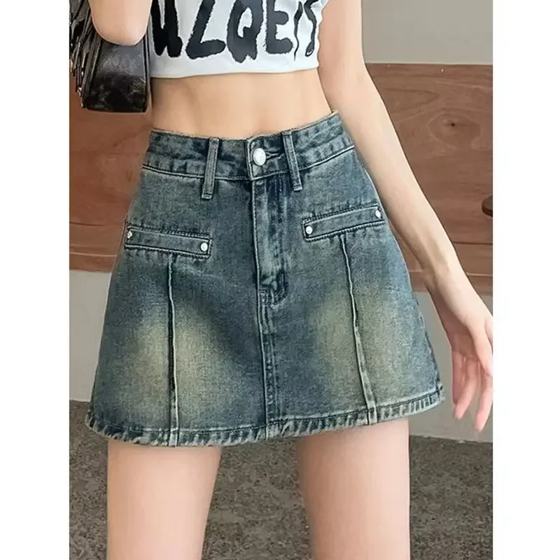 NICE High Waist A- Line Mini Skirt Women's Summer Thin Retro Blue Slim Fit Denim Skirts Korean Style Pure Color Pockets Half Bod
NICE High Waist A- Line Mini Skirt Women's Summer Thin Retro Blue Slim Fit Denim Skirts Korean Style Pure Color Pockets Half Bod