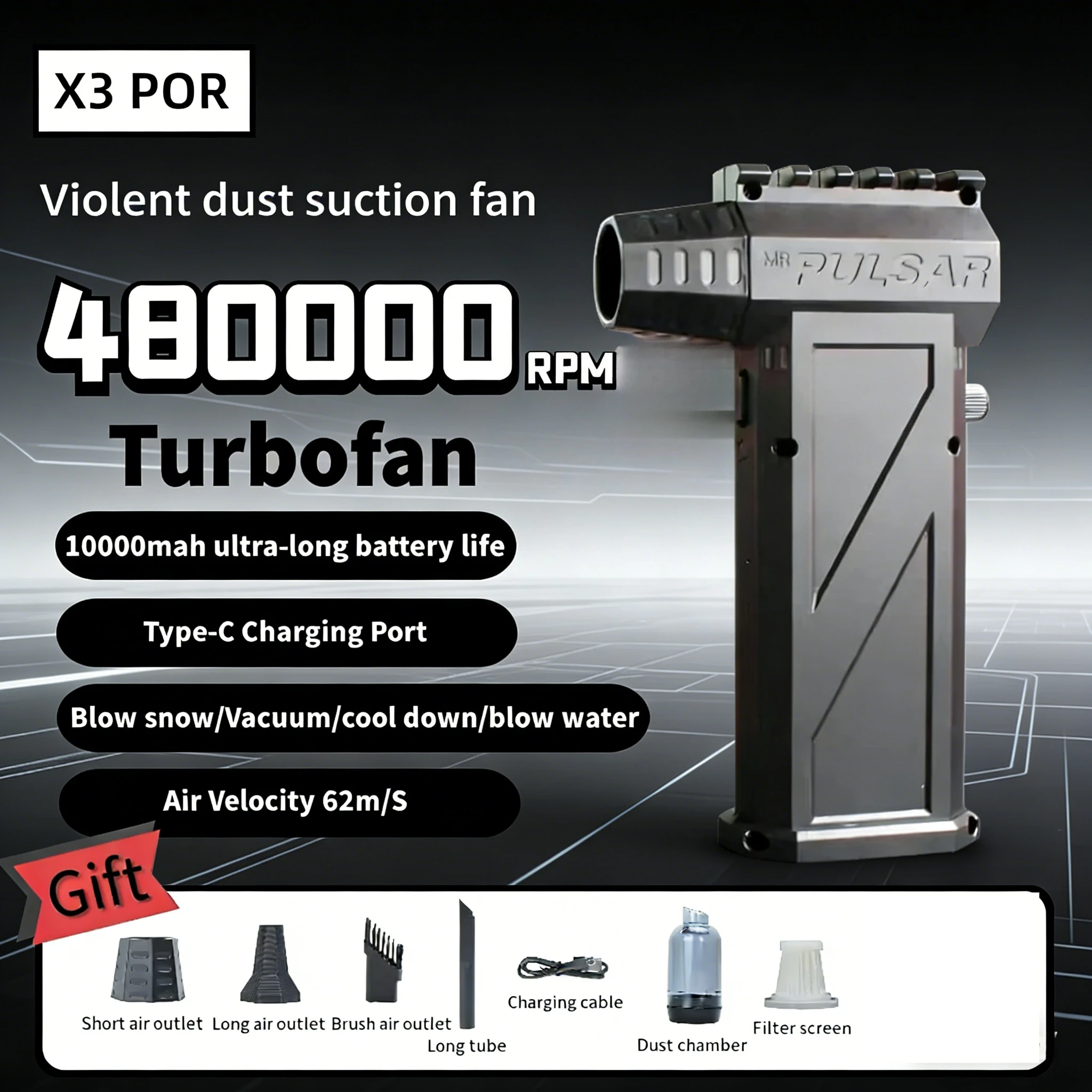 High quality Turbo Jet Violent Fan 480000RPM HighSpeed Turbo Violent Fan Brushless Motor Handheld Duct Fan PC Cleaning Tool
High quality Turbo Jet Violent Fan 480000RPM HighSpeed Turbo Violent Fan Brushless Motor Handheld Duct Fan PC Cleaning Tool