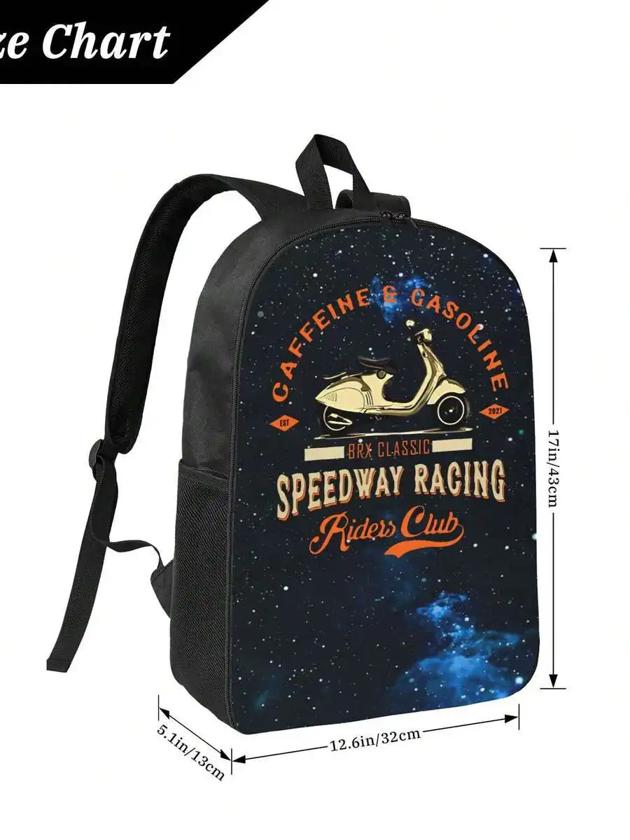 Caffeine And Gasoline Scooter Print Backpack For School Travel
Caffeine And Gasoline Scooter Print Backpack For School Travel