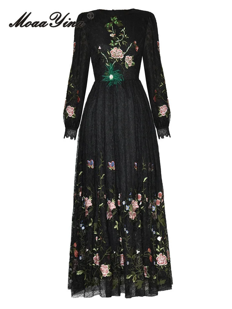 MoaaYina Summer Fashion Designer Dress Women Flowers Embroidery Beading Lace-UP O Neck High Waist Temperament Maxi Dress
MoaaYina Summer Fashion Designer Dress Women Flowers Embroidery Beading Lace-UP O Neck High Waist Temperament Maxi Dress
