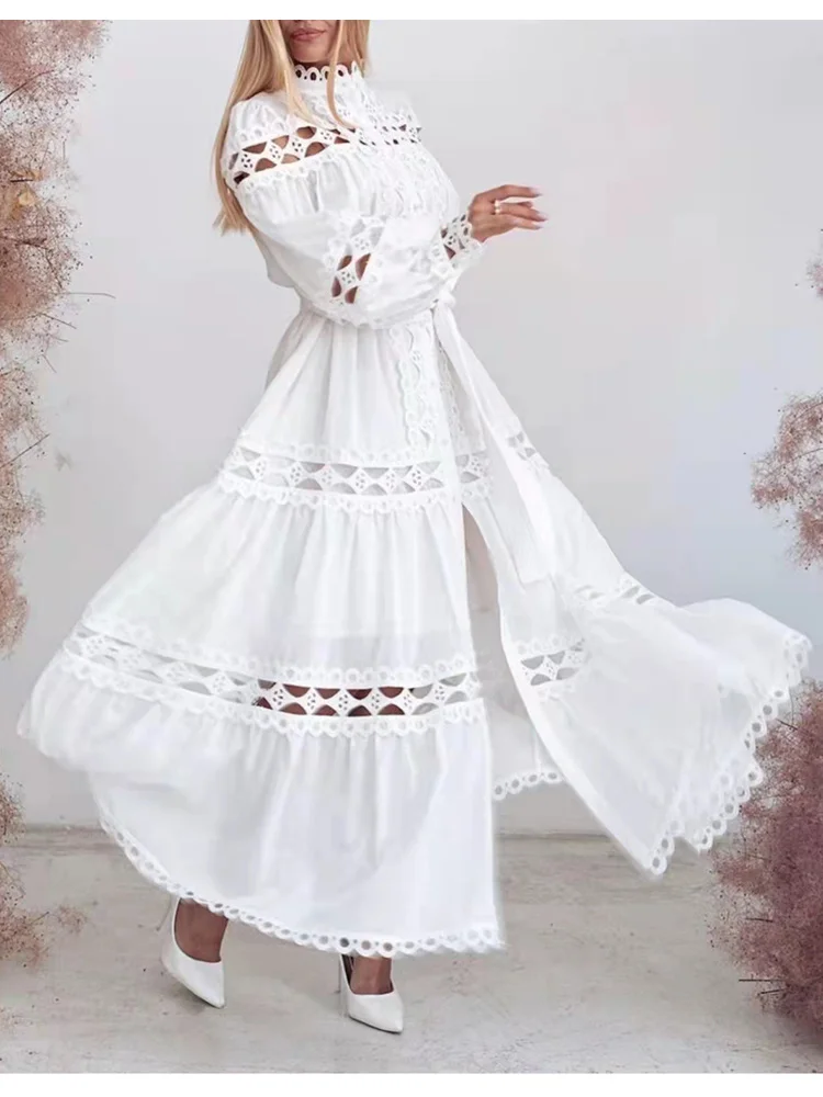 Summer Casual Plain Dress for Women Stand Collar Loose Long Sleeve Cut Out Patchwork Bowknot Midi Dresses Female 2022 Spring
Summer Casual Plain Dress for Women Stand Collar Loose Long Sleeve Cut Out Patchwork Bowknot Midi Dresses Female 2022 Spring