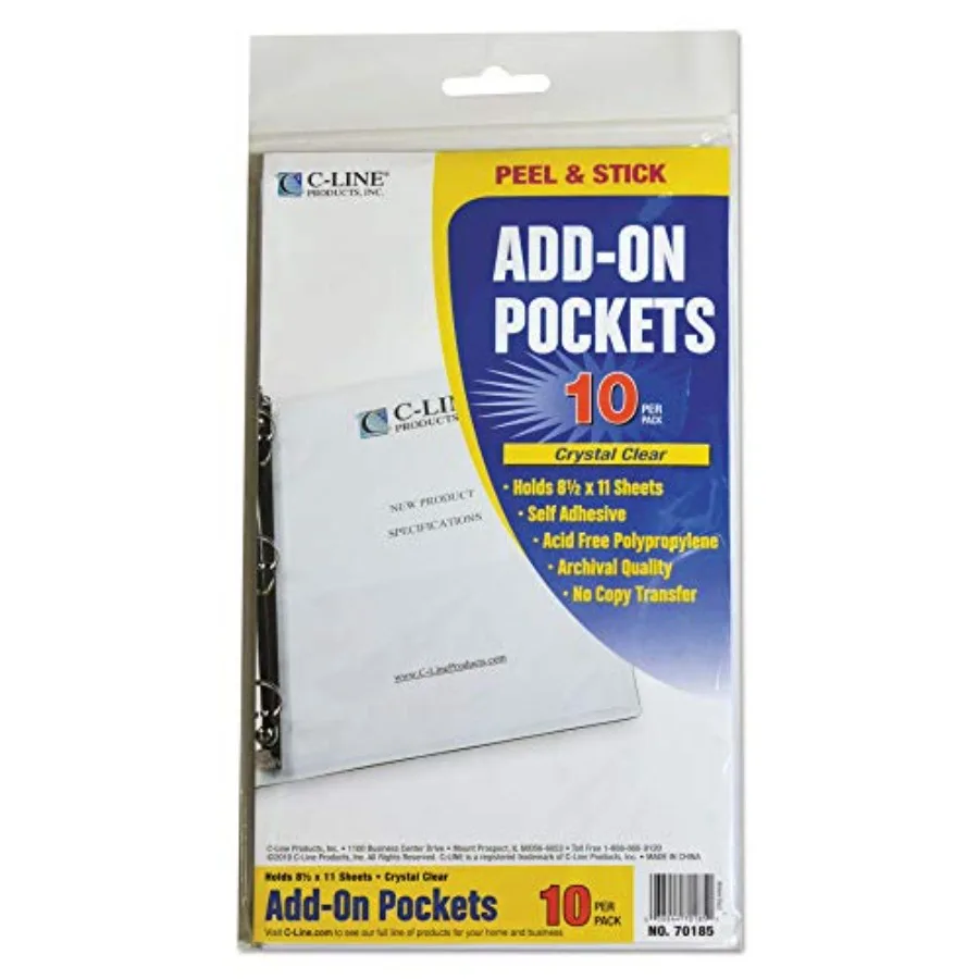 Self-Adhesive Add-On Filing Pockets, 8-3/4 x 5-1/8, 10 per Pack 70185
Self-Adhesive Add-On Filing Pockets, 8-3/4 x 5-1/8, 10 per Pack 70185