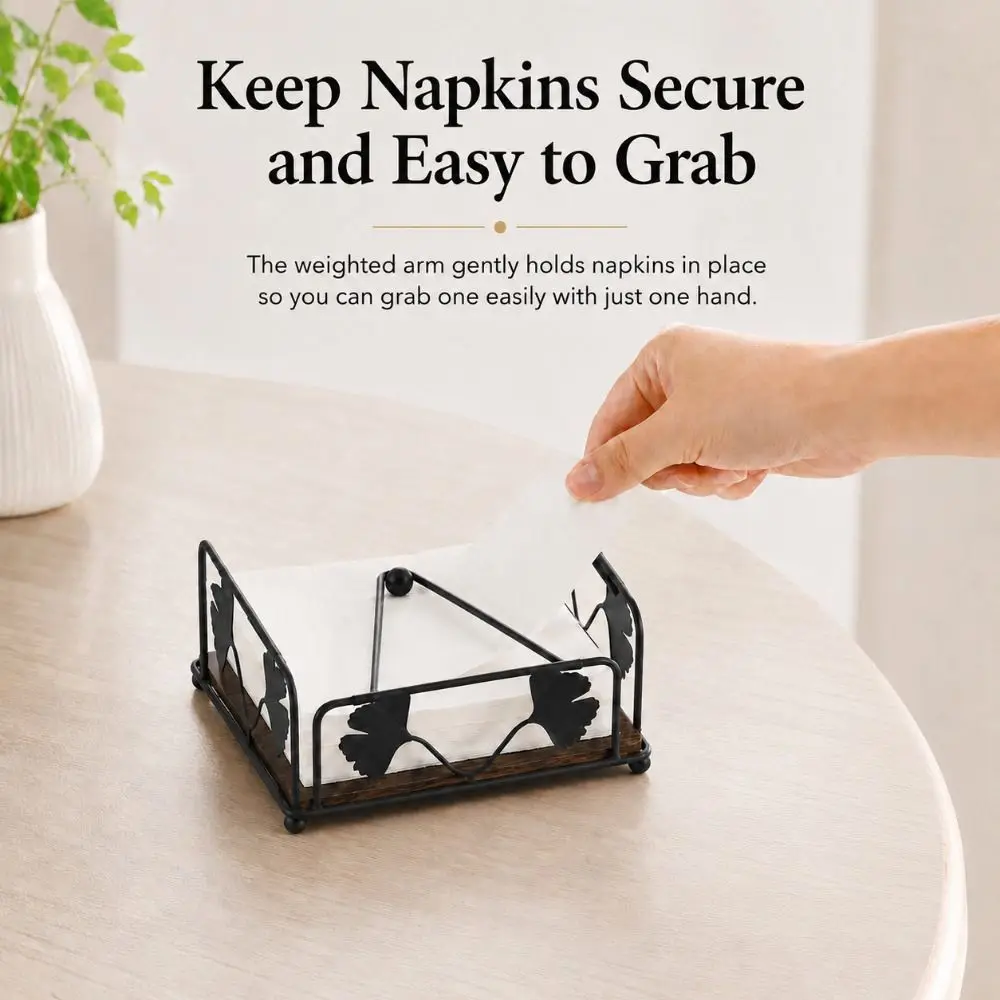Serviette Holder Solid Wood Base Napkin Holder Reusable Iron Tissue Holder Modern Square Paper Dispenser Dining Table
Serviette Holder Solid Wood Base Napkin Holder Reusable Iron Tissue Holder Modern Square Paper Dispenser Dining Table