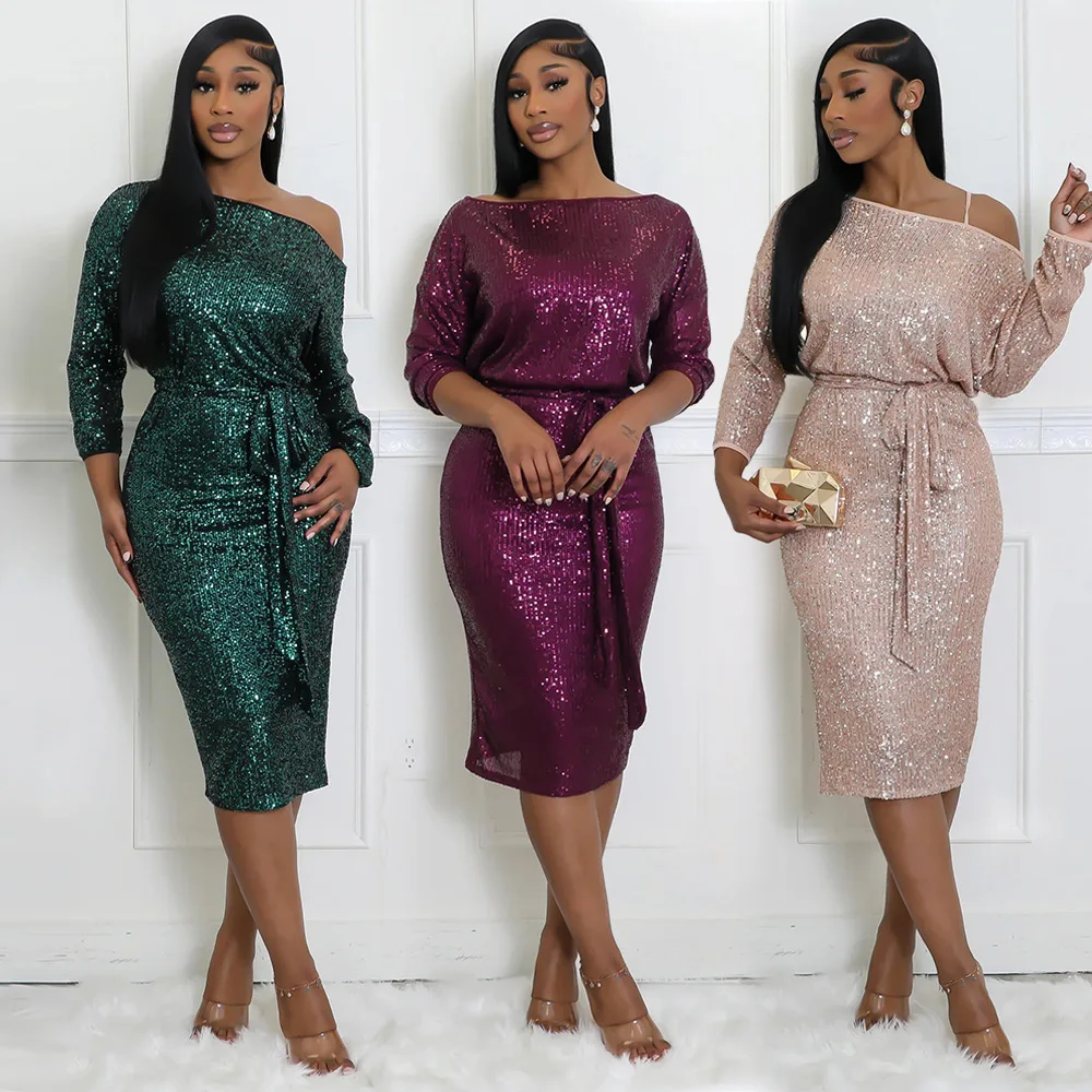 CY901557 One Shoulder Long Sleeve Sparkling Dress with Lace up Evening Dress Fashion Women's Dress
CY901557 One Shoulder Long Sleeve Sparkling Dress with Lace up Evening Dress Fashion Women's Dress