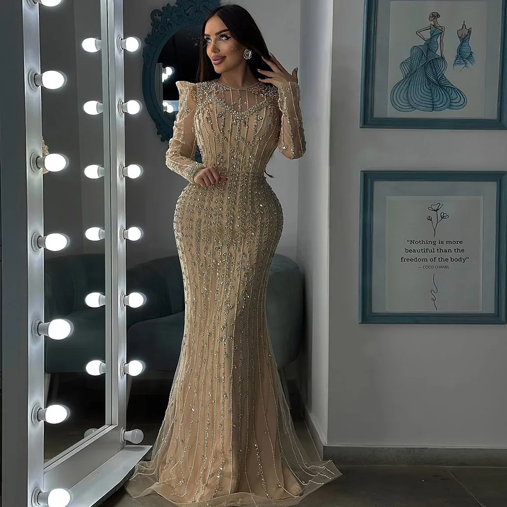 Alinovia Dubai Mermaid Beads Handmade Evening Dress for Women 2025 Luxury Long Sleeves Formal Prom Wedding Party Gown Customized
Alinovia Dubai Mermaid Beads Handmade Evening Dress for Women 2025 Luxury Long Sleeves Formal Prom Wedding Party Gown Customized